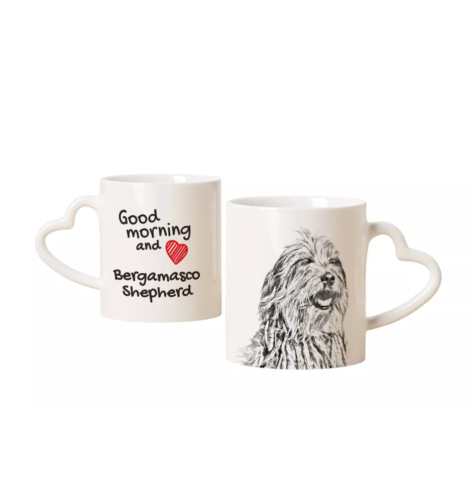 Bergamasco Shepherd Dog, Bergamasco Sheepdog - cup with a dog, adorable cup with a heart-shaped handle, universal gift from the Art-Dog brand