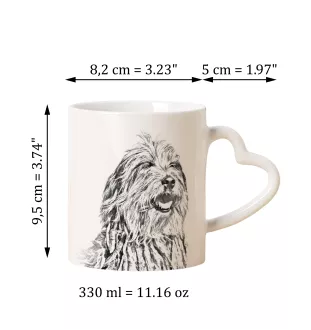 Bergamasco Shepherd Dog, Bergamasco Sheepdog - cup with a dog, adorable cup with a heart-shaped handle, universal gift from the Art-Dog brand