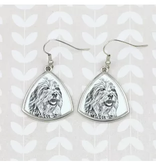 Berger Bergamasque, Berger de Bergame - boucles d'oreilles avec chien, boucles d'oreilles pendantes avec photo, bijoux personnalisés avec impression de la marque Art-Dog