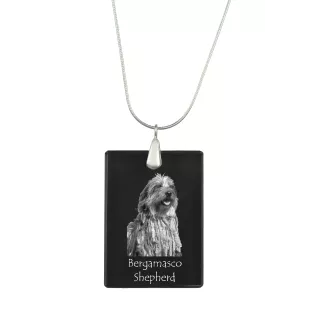 Berger Bergamasque, Berger de Bergame - Pendentif en cristal avec chien, collier en argent avec photo, pendentif personnalisé par la marque Art-Dog