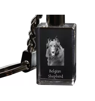 Belgian Shepherd Dog, Belgian Sheepdog - Crystal key ring with dog photo, illuminated key ring, unique gift by Art-Dog brand