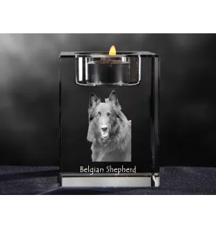 Owczarek belgijski świecznik kryształowy z psem Art-Dog