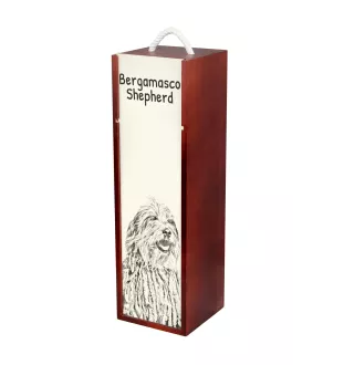 Berger Bergamasque, Berger de Bergame - boîte à vin avec chien, boîte à alcool avec graphisme, boîte cadeau personnalisée de la marque Art-Dog