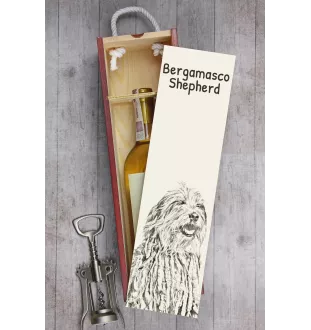 Bergamasco Shepherd Dog, Bergamasco Sheepdog - wine box with a dog, alcohol box with graphics, personalized gift box from the Art-Dog brand