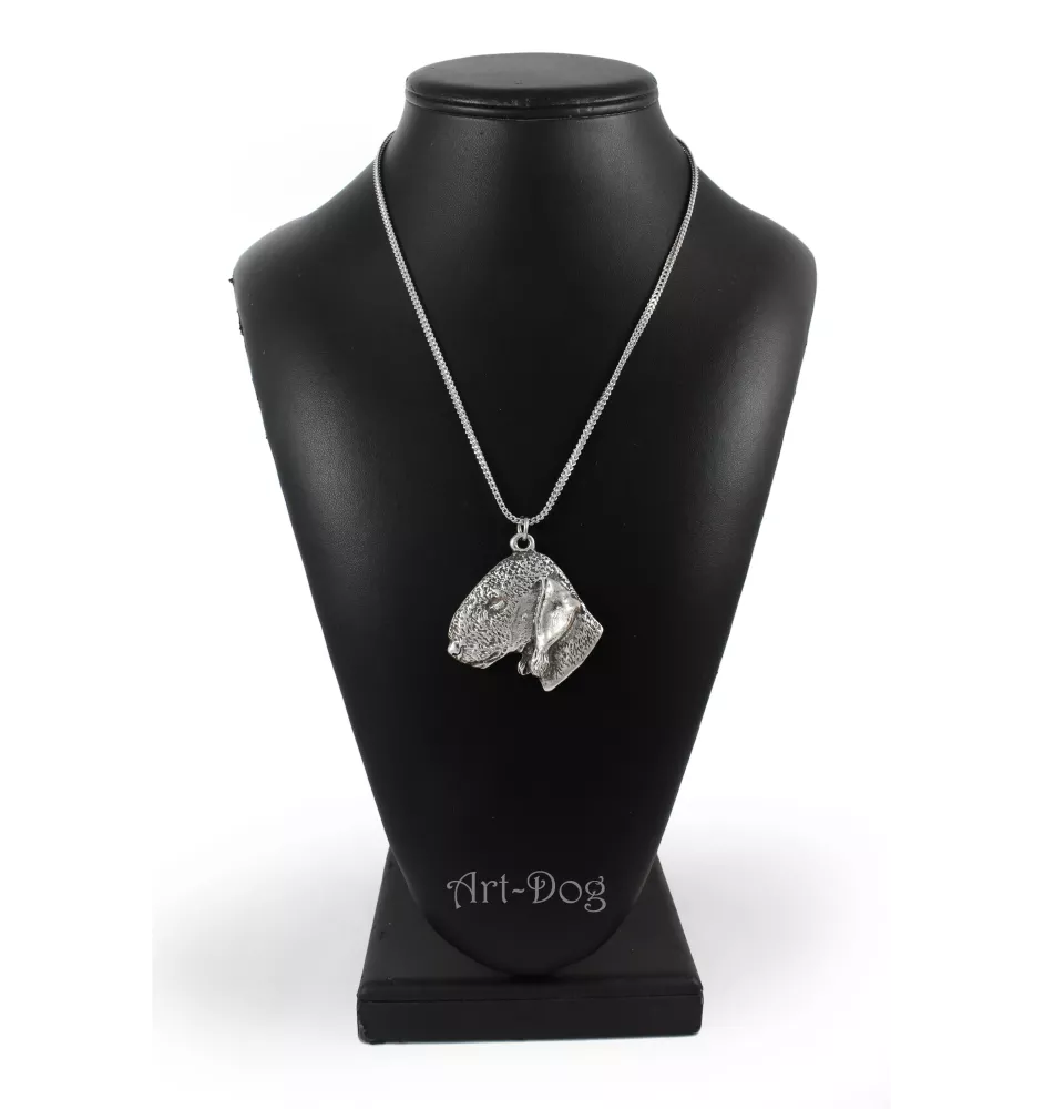 Terrier De Bedlington, Bedlington Terrier - un collier avec un chien, un pendentif de chien sur une chaîne en argent, un bijou unique de la marque Art-Dog