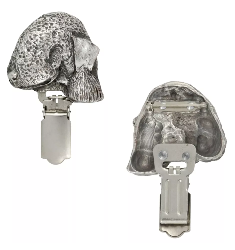 Terrier De Bedlington, Bedlington Terrier - broche avec pince, support pour numéro de départ, épingle argentée pour exposition de chiens de la marque Art-Dog