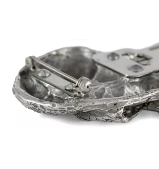 Terrier De Bedlington, Bedlington Terrier - broche avec pince, support pour numéro de départ, épingle argentée pour exposition de chiens de la marque Art-Dog