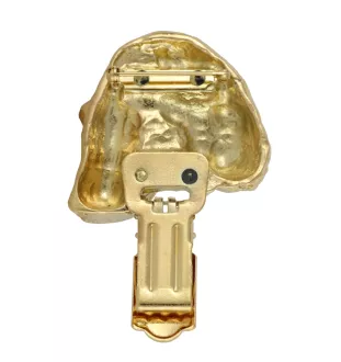 Bedlington Terrier, Rothbury Terrier - Brosche mit Clip, vergoldeter Startnummernhalter, elegante Hundeaustellungsnadel der Marke Art-Dog