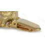 Bedlington Terrier, Rothbury Terrier, Rodbery Terrier - brooch with a clip, gold-plated holder for a race number, elegant dog show pin from Art-Dog brand
