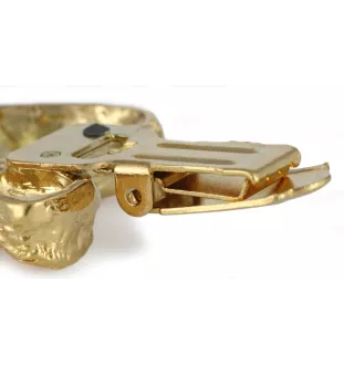 Bedlington Terrier, Rothbury Terrier - Brosche mit Clip, vergoldeter Startnummernhalter, elegante Hundeaustellungsnadel der Marke Art-Dog