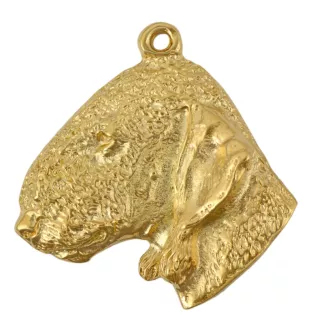 Terrier De Bedlington, Bedlington Terrier - porte-clés et collier avec chien dans une boîte, produit plaqué or de haute qualité, marque Art-Dog