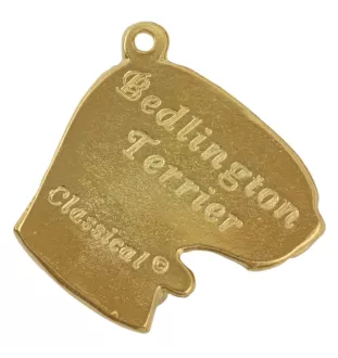 Bedlington Terrier, Rothbury Terrier, Rodbery Terrier - keychain and necklace with a dog in a box, high-quality gold-plated product, Art-Dog brand