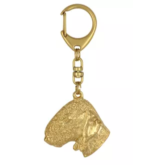 Bedlington Terrier, Rothbury Terrier, Rodbery Terrier - keychain and necklace with a dog in a box, high-quality gold-plated product, Art-Dog brand