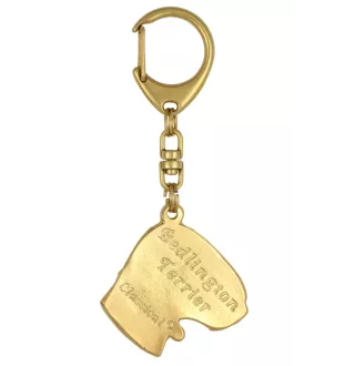 Bedlington Terrier, Rothbury Terrier, Rodbery Terrier - keychain and necklace with a dog in a box, high-quality gold-plated product, Art-Dog brand