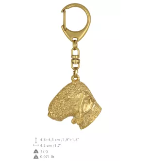 Bedlington Terrier, Rothbury Terrier, Rodbery Terrier - keychain and necklace with a dog in a box, high-quality gold-plated product, Art-Dog brand