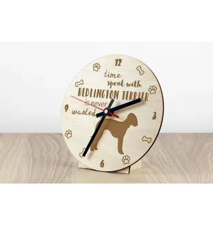 Bedlington Terrier, Rothbury Terrier - Hundeuhr, Holzuhr, Wanduhr für Hundefreunde, Tisch- und Regaluhr, Art-Dog