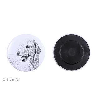 Bedlington Terrier, Rothbury Terrier Magnet mit einem Hundepfotenabdruck, außergewöhnlich leicht, starker Magnet, handgefertigtes Produkt der Marke Art-Dog