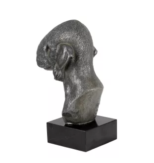 Bedlington Terrier, Rothbury Terrier - Figur auf Marmor, mit Silbermetall überzogen, handgefertigt, Marke Art-Dog