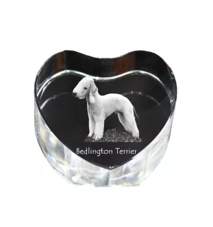 Bedlington Terrier, Rothbury Terrier, Rodbery Terrier - a photo of a dog in crystal, crystal heart, unique photo frame from the Art-Dog brand