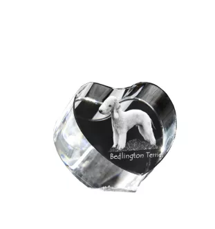 Bedlington Terrier, Rothbury Terrier, Rodbery Terrier - a photo of a dog in crystal, crystal heart, unique photo frame from the Art-Dog brand