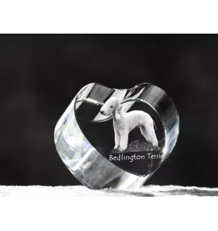 Bedlington Terrier, Rothbury Terrier, Rodbery Terrier - a photo of a dog in crystal, crystal heart, unique photo frame from the Art-Dog brand
