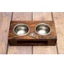 Bedlington Terrier, Rothbury Terrier, Rodbery Terrier - wooden stand with bowls for a dog, steel dog bowls, a gift for adopting a dog from the Art-Dog brand