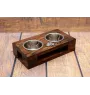 Bedlington Terrier, Rothbury Terrier, Rodbery Terrier - wooden stand with bowls for a dog, steel dog bowls, a gift for adopting a dog from the Art-Dog brand