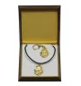 Belgian Shepherd Dog, Belgian Sheepdog - keychain and necklace with a dog in a box, high-quality gold-plated product, Art-Dog brand