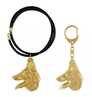 Azawakh, Tuareg Sloughi I - keychain and necklace with a dog in a box, high-quality gold-plated product, Art-Dog brand