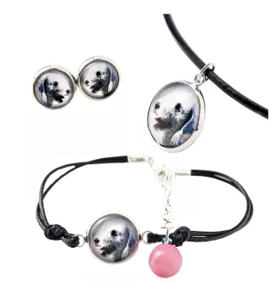 Bedlington Terrier, Rothbury Terrier, Rodbery Terrier - a set of jewelry in a box, necklace, earrings, bracelet, products from the Art-Dog brand