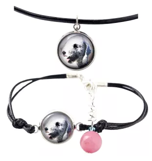 Terrier De Bedlington, Bedlington Terrier - ensemble de bijoux avec votre photo, ensemble fait à la main, bracelet et collier de la marque Art.-Dog