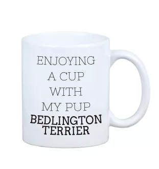 Bedlington Terrier, Rothbury Terrier, Rodbery Terrier - cup with a geometric dog image and the inscription Art-Dog