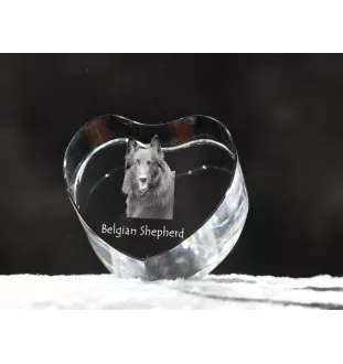 Chiens de Berger Belge - une photo de chien dans un cristal, un cœur en cristal, un cadre photo exceptionnel de la marque Art-Dog
