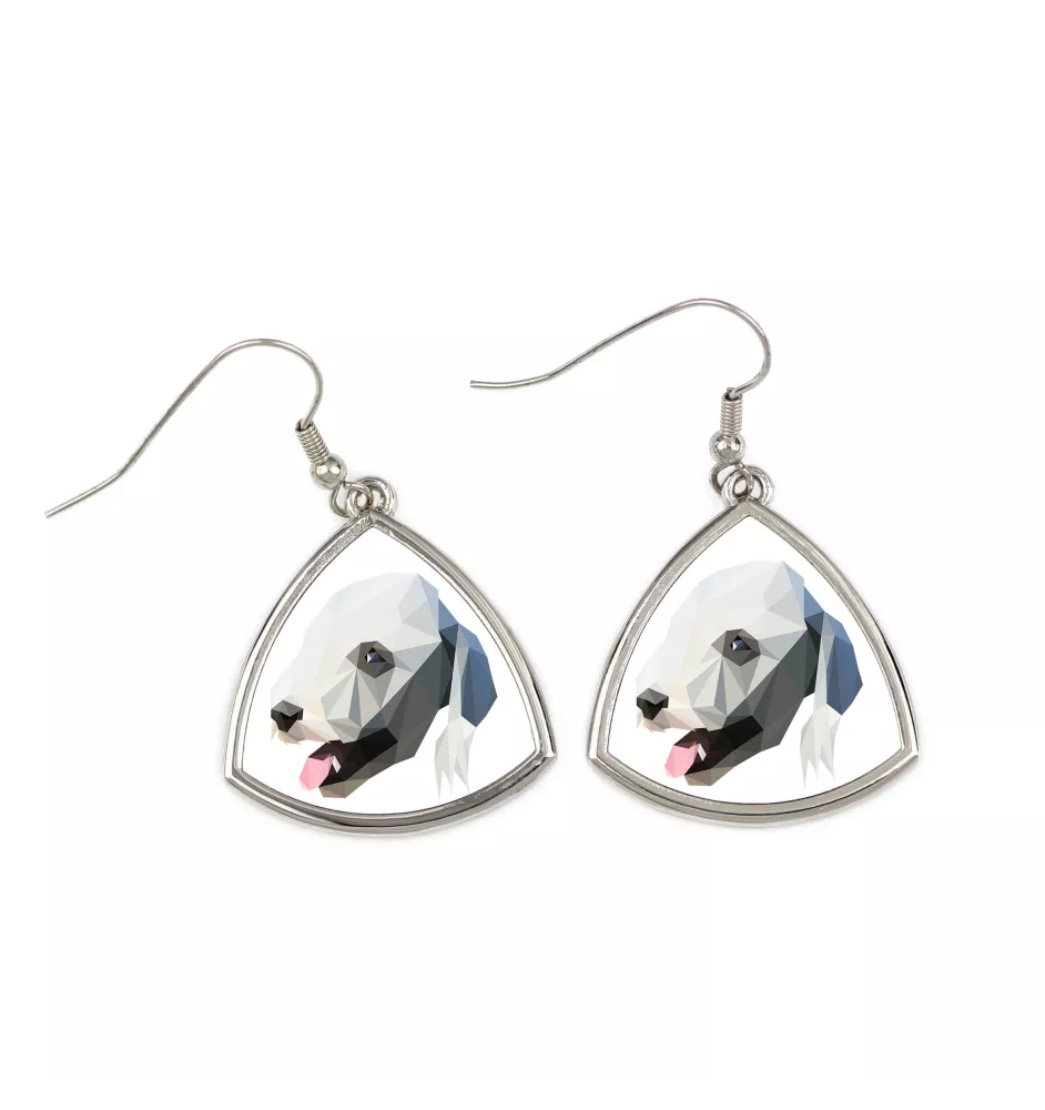 Bedlington Terrier, Rothbury Terrier, Rodbery Terrier - earrings with a picture and the inscription geometric dog Art-Dog