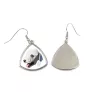 Terrier De Bedlington, Bedlington Terrier - boucles d'oreilles avec une photo et un motif de chien géométrique Art-Dog