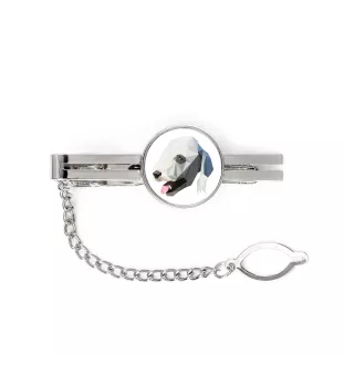 Bedlington Terrier, Rothbury Terrier, Rodbery Terrier - geometric tie clip with a picture and inscription from Art-Dog