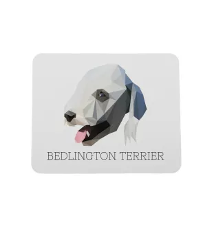 Bedlington Terrier, Rothbury Terrier, Rodbery Terrier - geometric mouse pad with a picture and text by Art-Dog