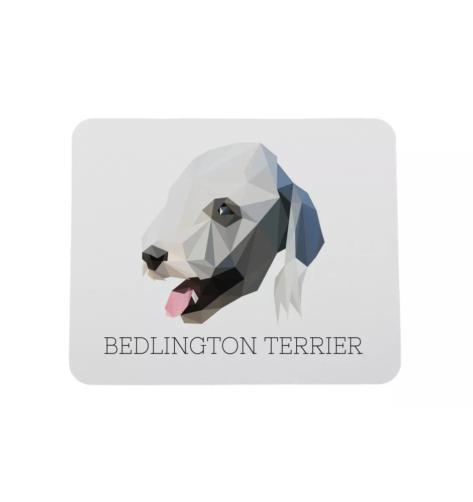 Bedlington Terrier, Rothbury Terrier - geometrisches Mauspad mit Bild und Aufschrift von Art-Dog