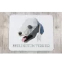Terrier De Bedlington, Bedlington Terrier - tapis de souris géométrique avec photo et inscription Art-Dog