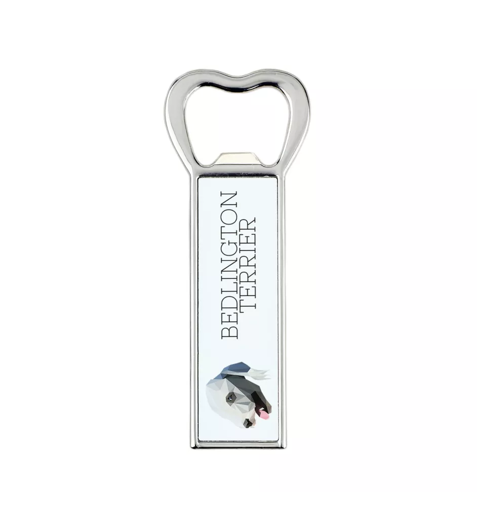 Bedlington Terrier, Rothbury Terrier - Flaschenöffner mit Bild und Aufschrift für Bier von Art-Dog