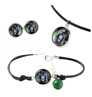 Belgian Shepherd Dog, Belgian Sheepdog - a set of jewelry in a box, necklace, earrings, bracelet, products from the Art-Dog brand