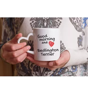 Bedlington Terrier, Rothbury Terrier, Rodbery Terrier - cup with a dog, adorable cup with a heart-shaped handle, universal gift from the Art-Dog brand