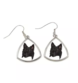 Belgian Shepherd Dog, Belgian Sheepdog - earrings with a picture and the inscription geometric dog Art-Dog