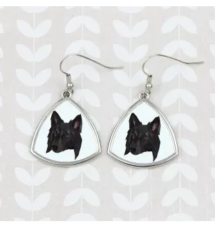 Belgian Shepherd Dog, Belgian Sheepdog - earrings with a picture and the inscription geometric dog Art-Dog