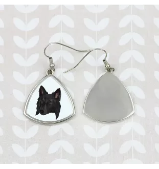 Belgian Shepherd Dog, Belgian Sheepdog - earrings with a picture and the inscription geometric dog Art-Dog