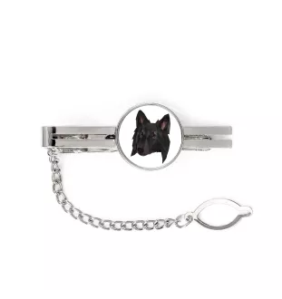 Belgian Shepherd Dog, Belgian Sheepdog - geometric tie clip with a picture and inscription from Art-Dog