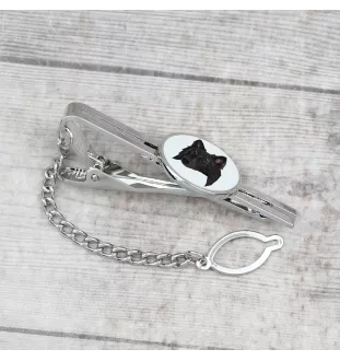 Belgian Shepherd Dog, Belgian Sheepdog - geometric tie clip with a picture and inscription from Art-Dog