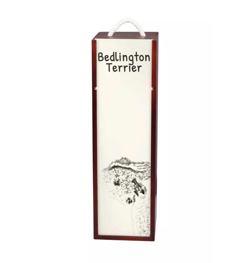 Terrier De Bedlington, Bedlington Terrier - boîte à vin avec chien, boîte à alcool avec graphisme, boîte cadeau personnalisée de la marque Art-Dog