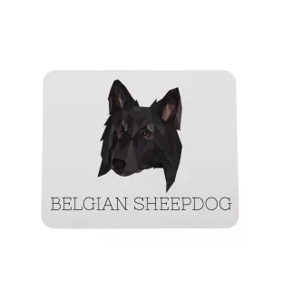 Belgischer Schäferhund - geometrisches Mauspad mit Bild und Aufschrift von Art-Dog