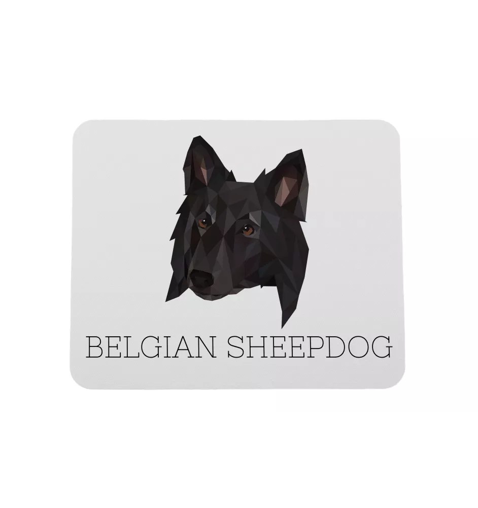 Belgischer Schäferhund - geometrisches Mauspad mit Bild und Aufschrift von Art-Dog